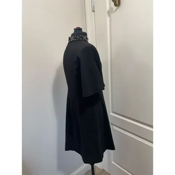 Ann Taylor Petite Black Fit & Flare Dress Beaded Neckline Size 00P - Picture 5 of 14